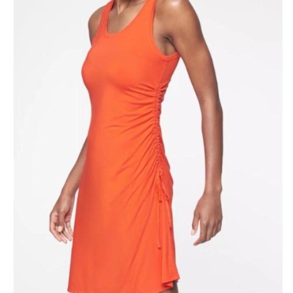 Athleta Side Gather T-Shirt Dress Orange Medium